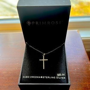 NEW! Sterling Silver Cross Necklace with Cubic Zirconia!